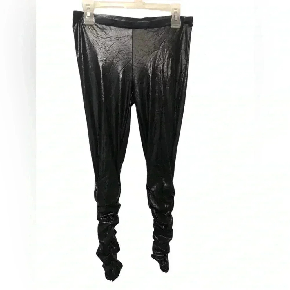 Miley Cyrus Max Azria Scrunched Liquid Leggings Size Large